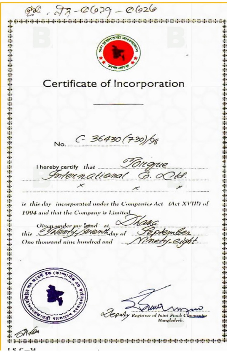 Certificate of Incorporation