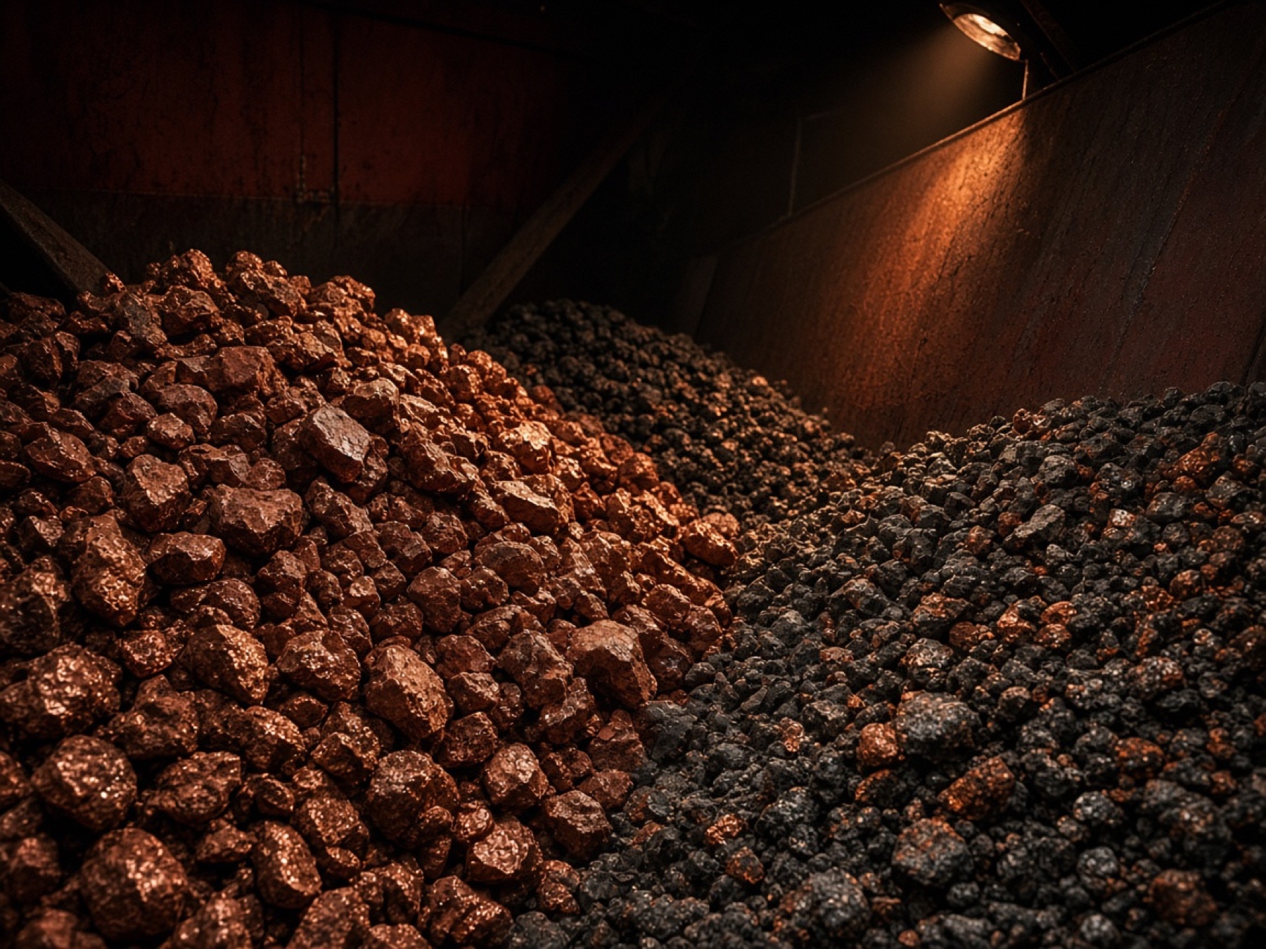Bulk industrial minerals in a cargo hold