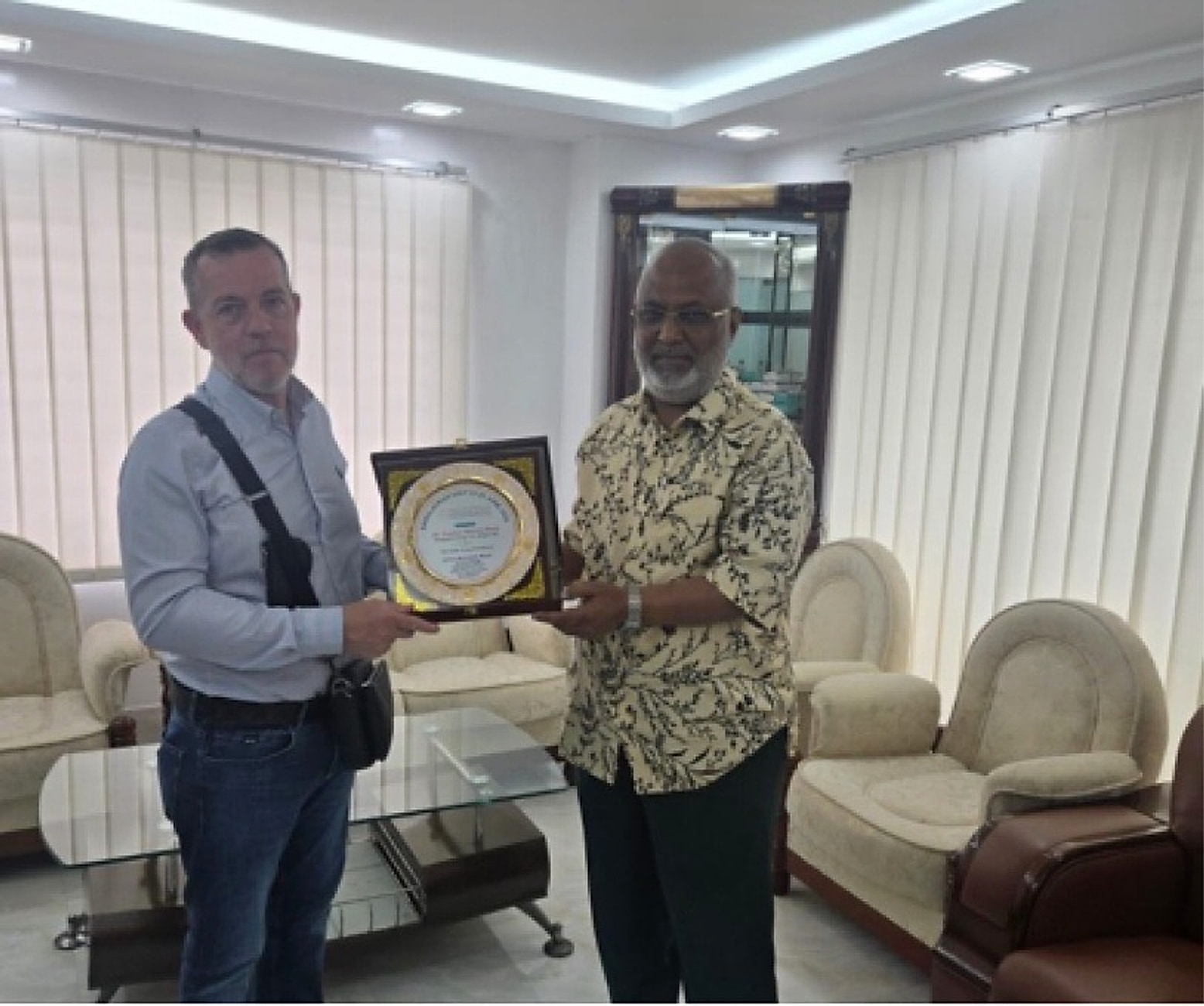 Managing Director Golam Mainuddin Munir receiving an overseas employer at the Torque head office in Dhaka